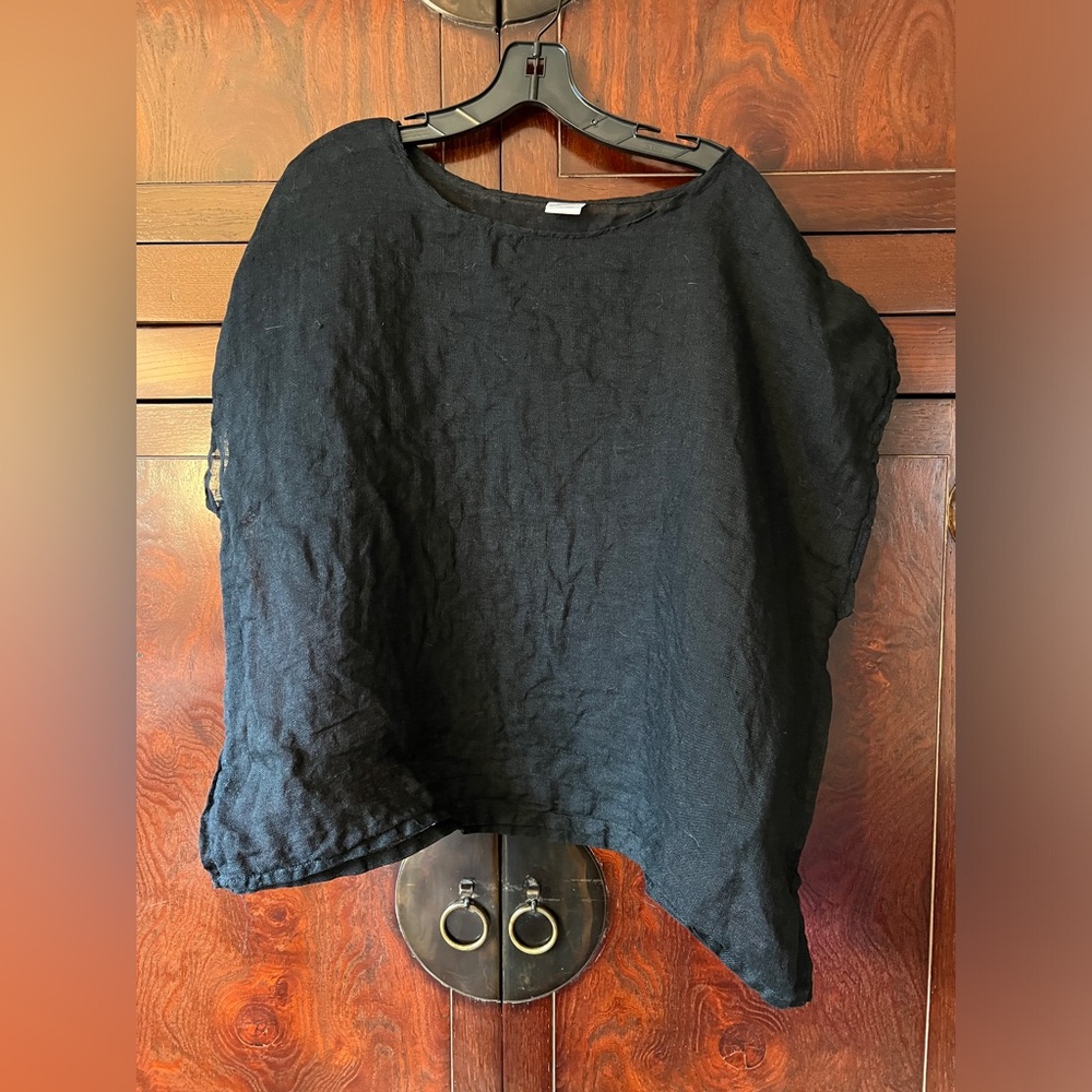 Black Linen Women's Layering Top